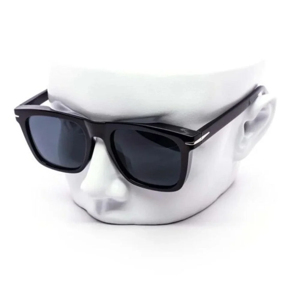 Square Sunglasses Black Frame‎ Gold Accent Black Lens Fashion Shades Street Wear
